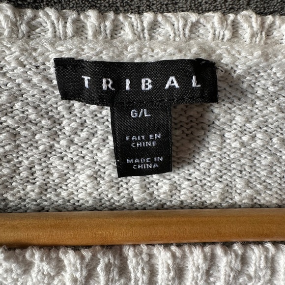 Tribal | Women’s Large White and Blue Colour Block Knit Sleeveless Tank Top - Picture 2 of 6